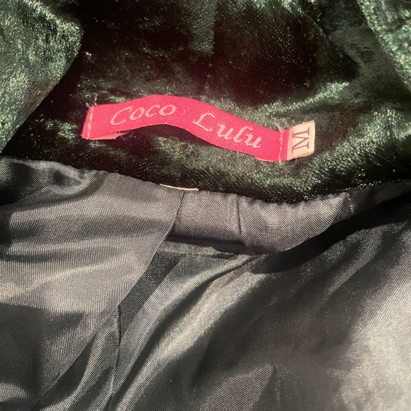 Emerald green crushed velvet cropped bolero blazer bow detail M - Picture 4 of 4